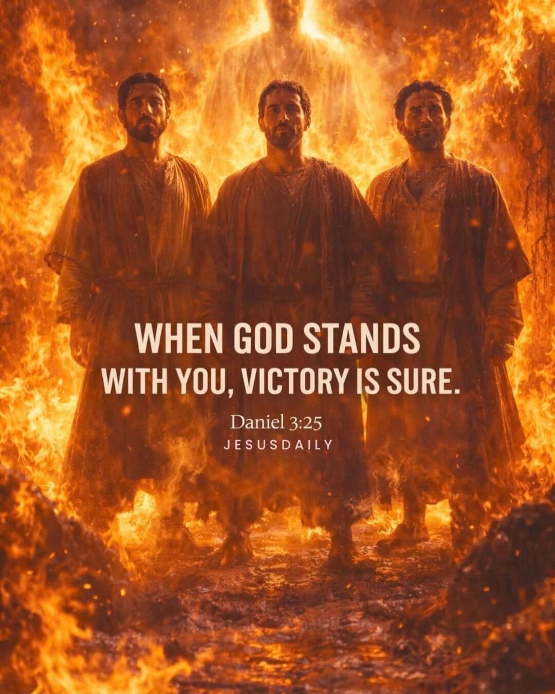 WHEN GOD STANDS WITH YOU, VICTORY IS SURE. Daniel 3:25 JESUSDAILY