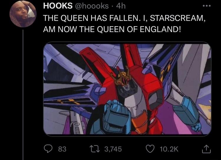 HOOKS hoooks 4h THE QUEEN HAS FALLEN STARSCREAM AM NOW THE QUEEN OF ENGLAND SX 1 3745 WIRTRTS