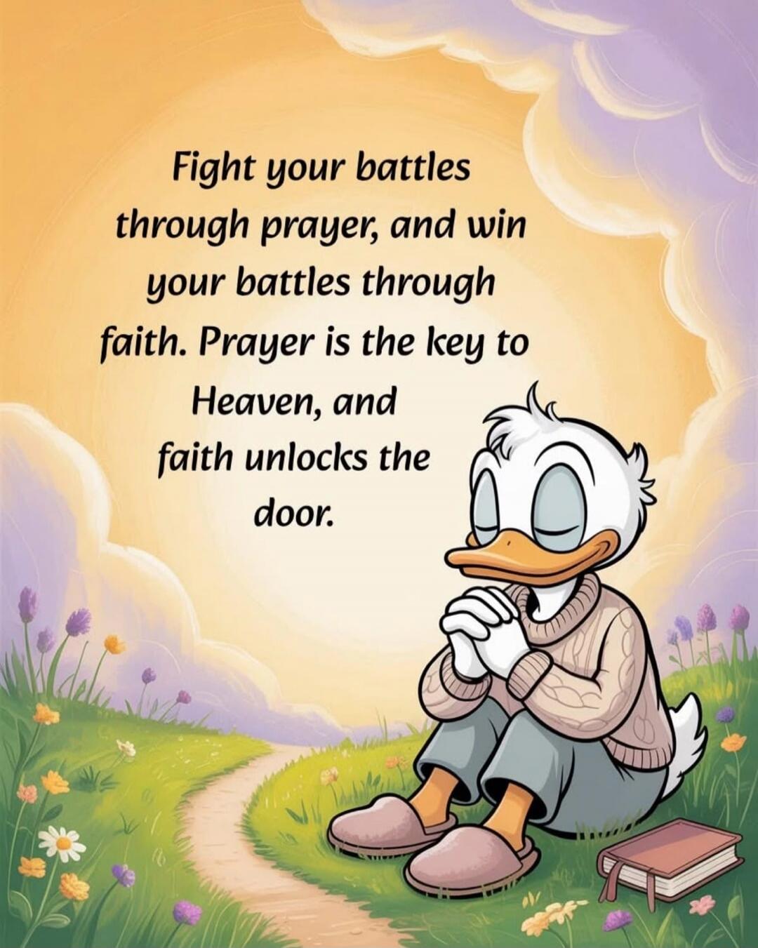 Fight your battles through prayer, and win your battles through faith. Prayer is the key to Heaven, and faith unlocks the door.