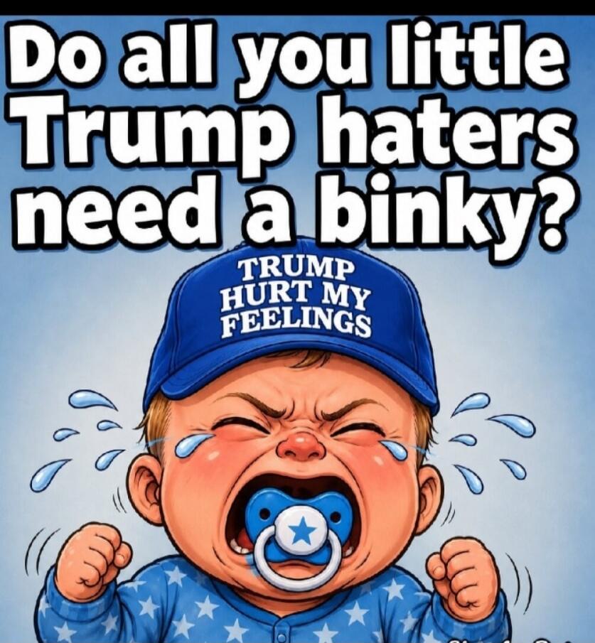 Do all you little Trump haters need a binky? TRUMP HURT MY FEELINGS