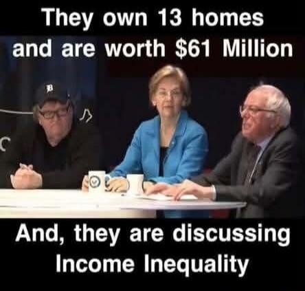 They own 13 homes and are worth $61 Million. And, they are discussing Income Inequality.