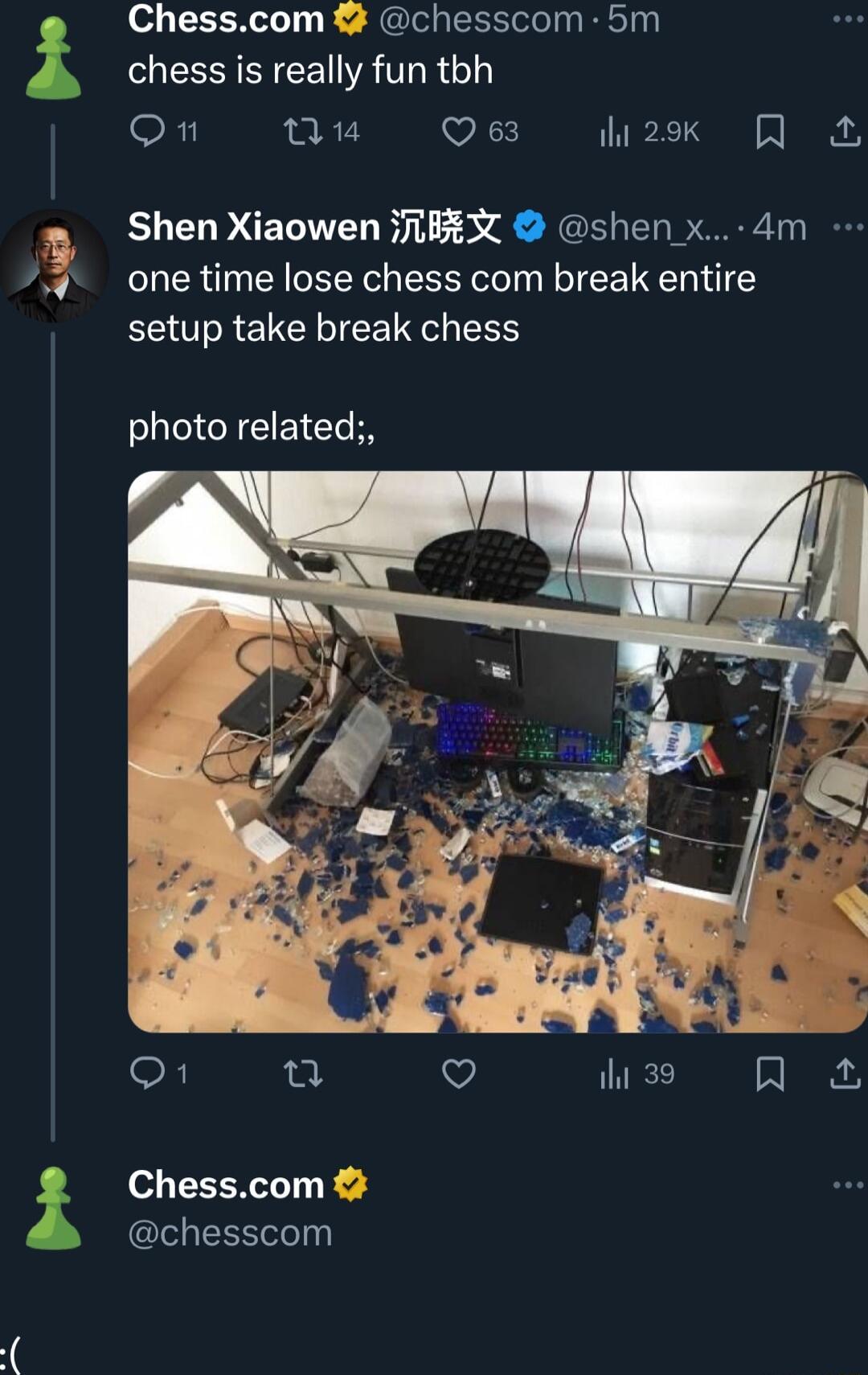 g Chesscom chesscom 5m SR CEN VAR o1 OX nu Q63 2ok R Shen Xiaowen ifiBEX shen x 4m one time lose chess com break entire setup take break chess photo related CEERTL chesscom