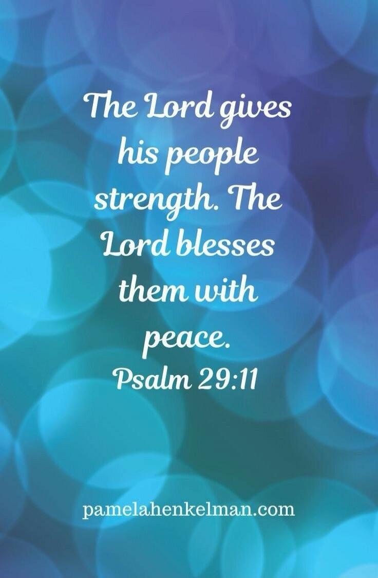The Lord gives his people strength. The Lord blesses them with peace. Psalm 29:11 pamelahankelman.com