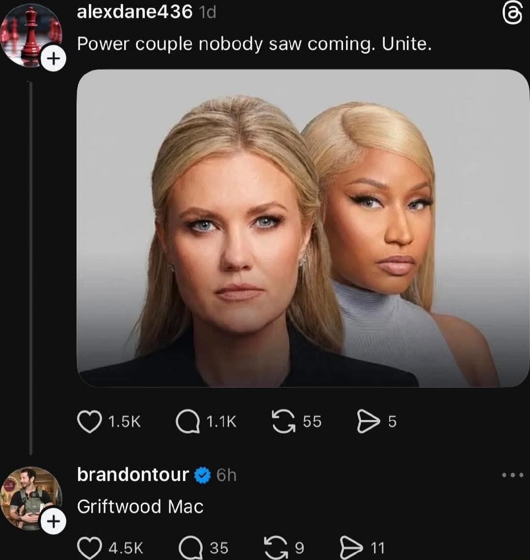 Power couple nobody saw coming. Unite.

Griftwood Mac