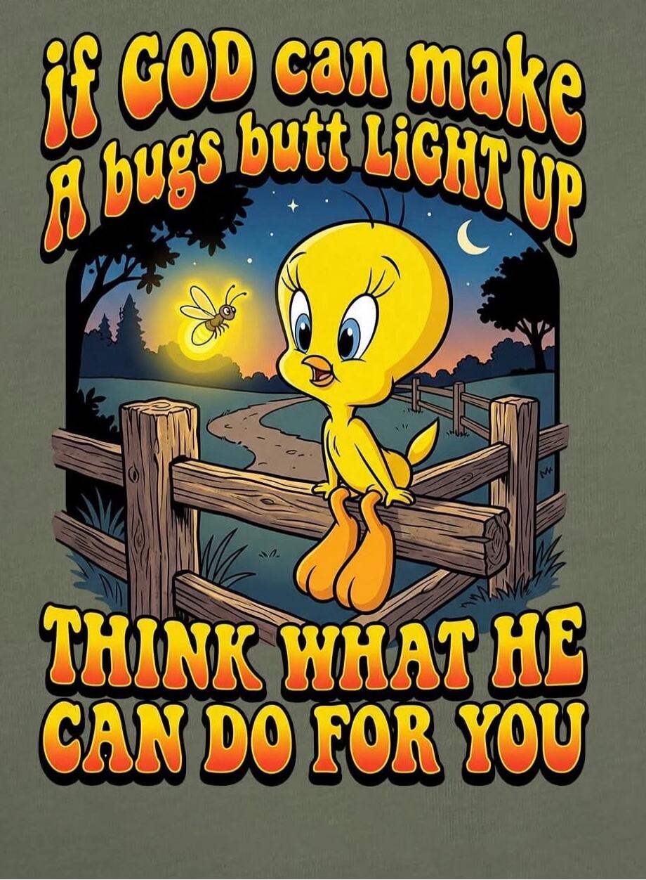 if GOD can make A bugs butt LIGHT UP THINK WHAT HE CAN DO FOR YOU