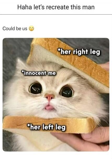 Haha let's recreate this man Could be us *her right leg *innocent me *her left leg