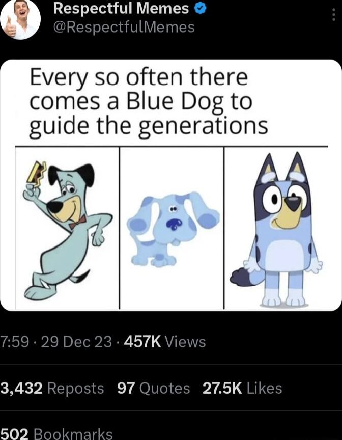 Respectful Memes Every so often there comes a Blue Dog to guide the generations 3 e f