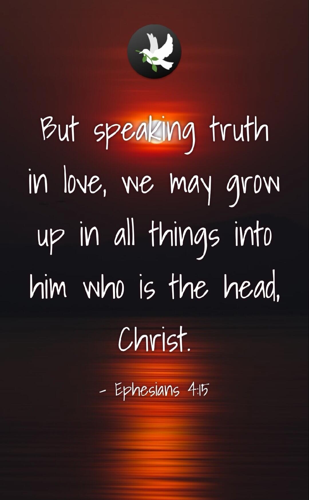 But speaking truth in love, we may grow up in all things into him who is the head, Christ. - Ephesians 4:15