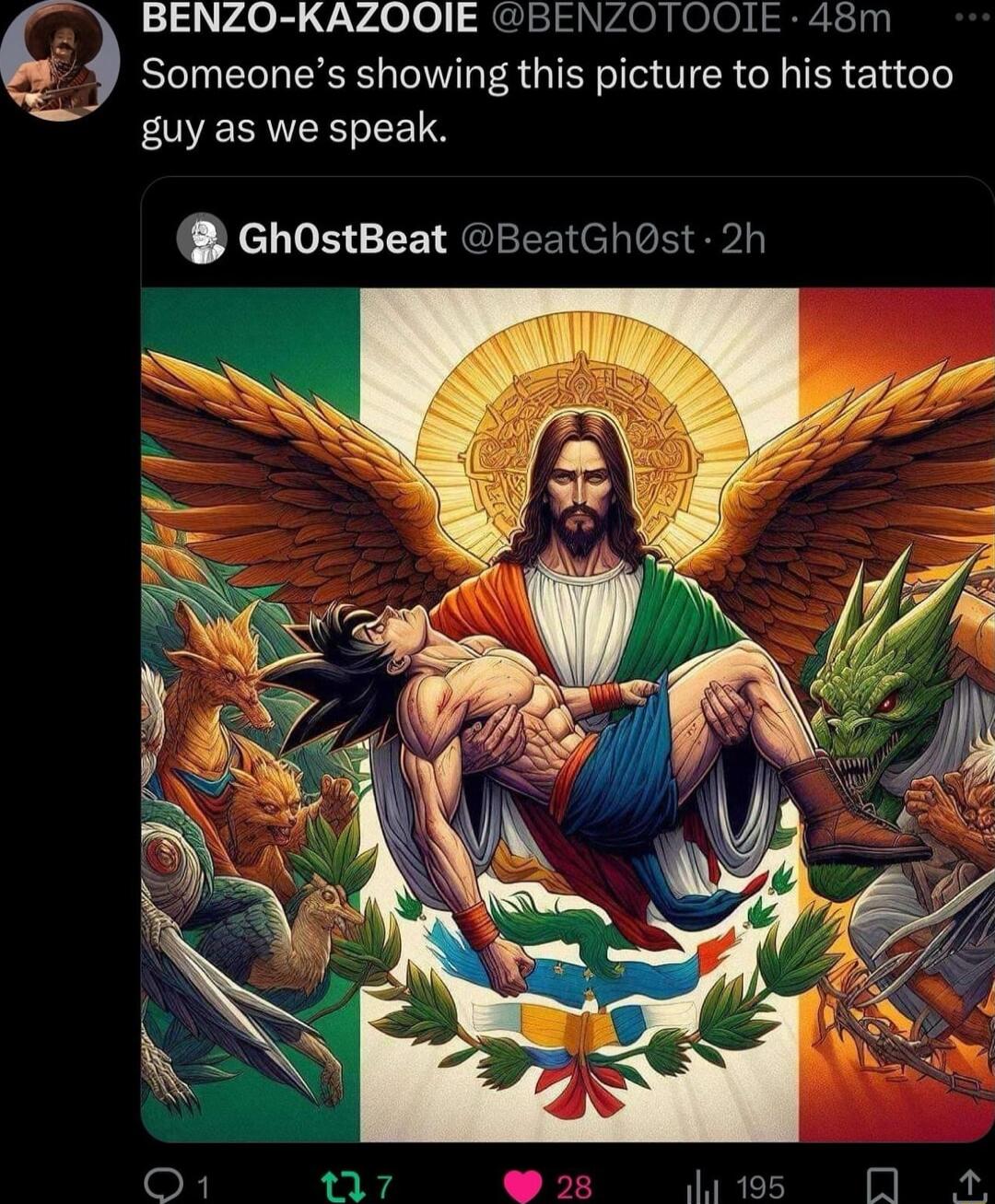 1 rae L L vAe Lo RG SO VACR RO L0 LSpise Someones showing this picture to his tattoo guy as we speak GhOstBeat BeatGhost 2h
