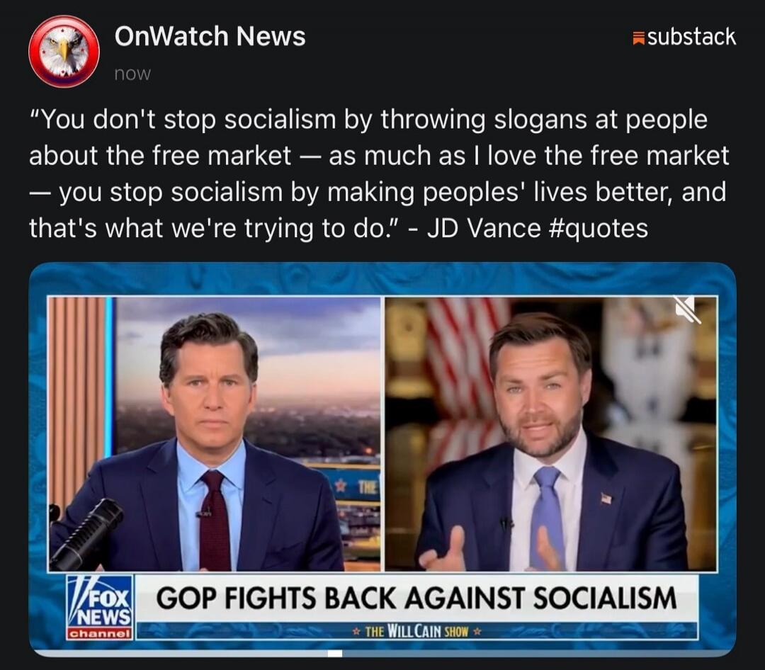 You don't stop socialism by throwing slogans at people about the free market — as much as I love the free market — you stop socialism by making peoples' lives better, and that's what we're trying to do.