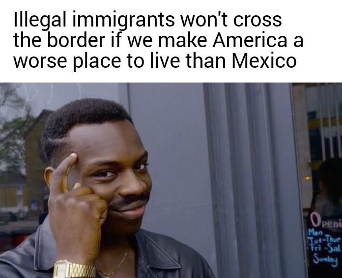 lllegal immigrants wont cross the border if we make America a worse place to live than Mexico