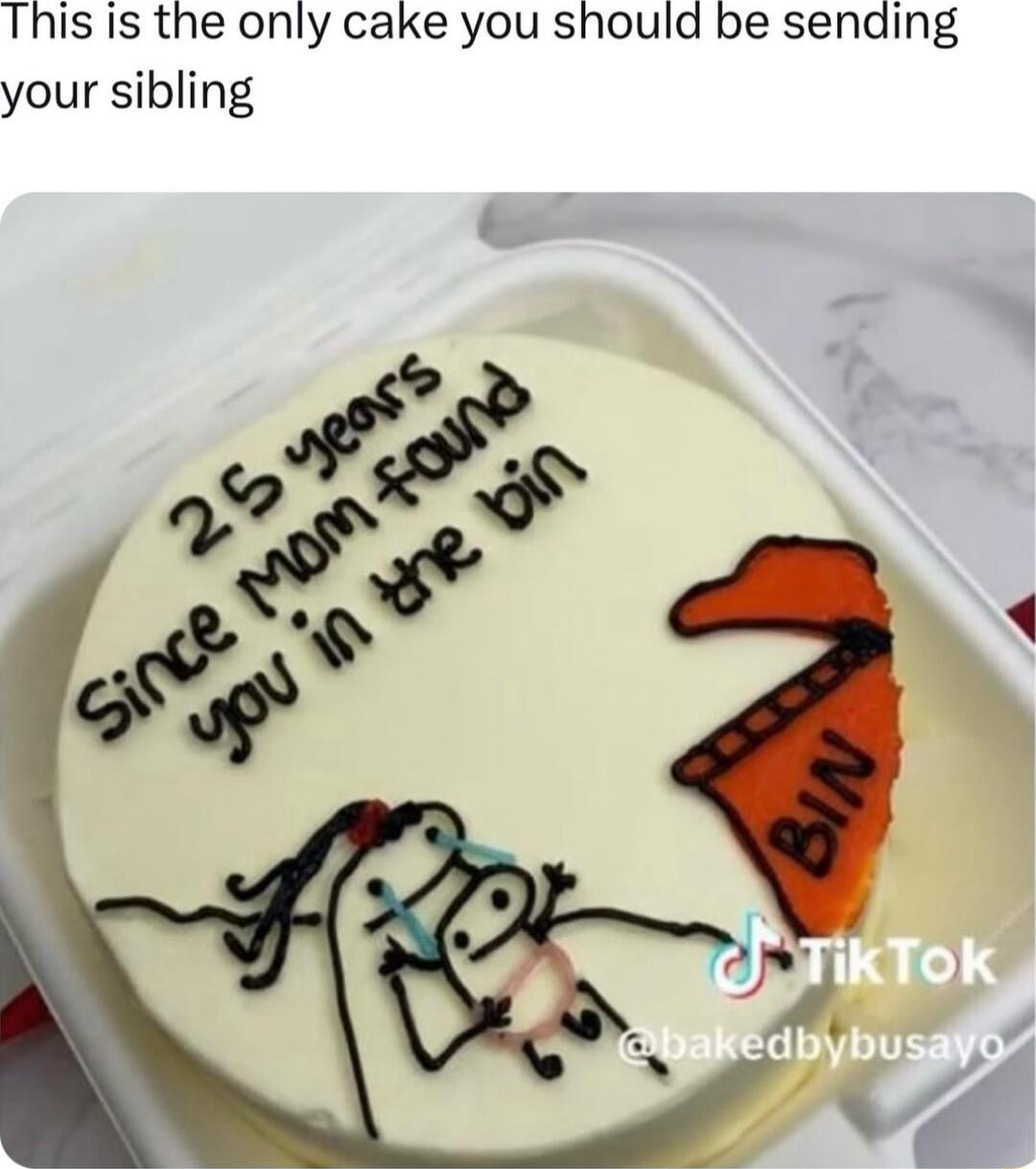 This is the only cake you should be sending your sibling