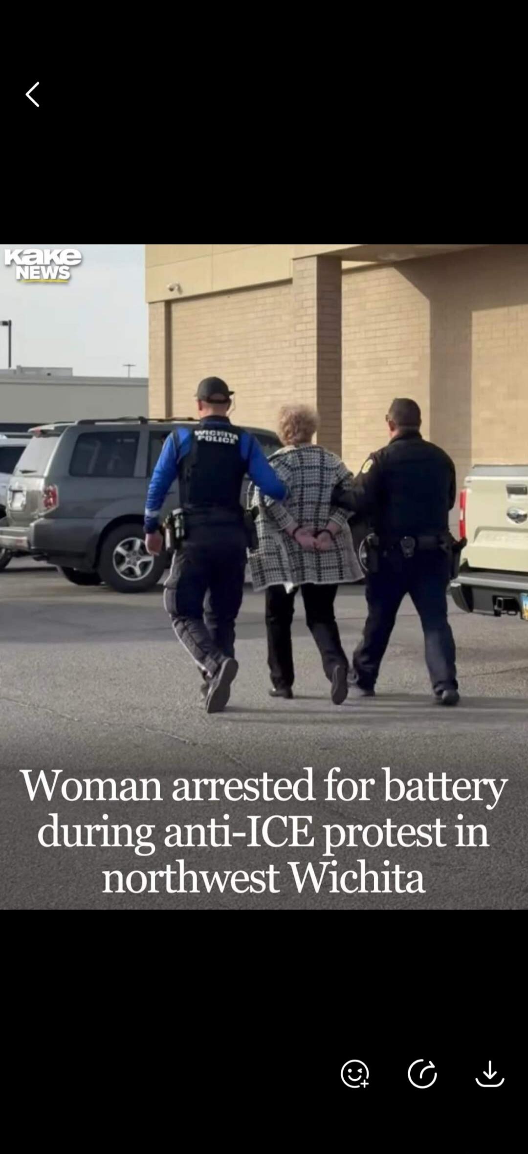 Kake NEWS. Woman arrested for battery during anti-ICE protest in northwest Wichita.