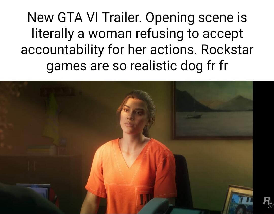 New GTA VI Trailer Opening scene is literally a woman refusing to accept accountability for her actions Rockstar games are so realistic dog fr fr