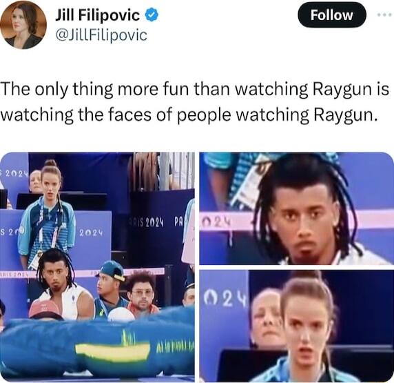 Jill Filipovic D iillFilipovic The only thing more fun than watching Raygun is watching the faces of people watching Raygun