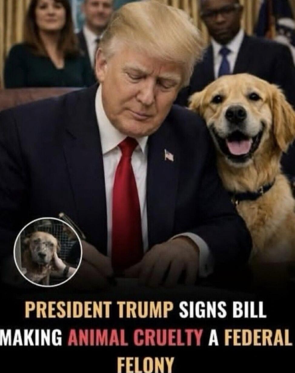 PRESIDENT TRUMP SIGNS BILL MAKING ANIMAL CRUELTY A FEDERAL FELONY