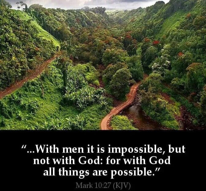 ...With men it is impossible, but not with God: for with God all things are possible. Mark 10:27 (KJV)