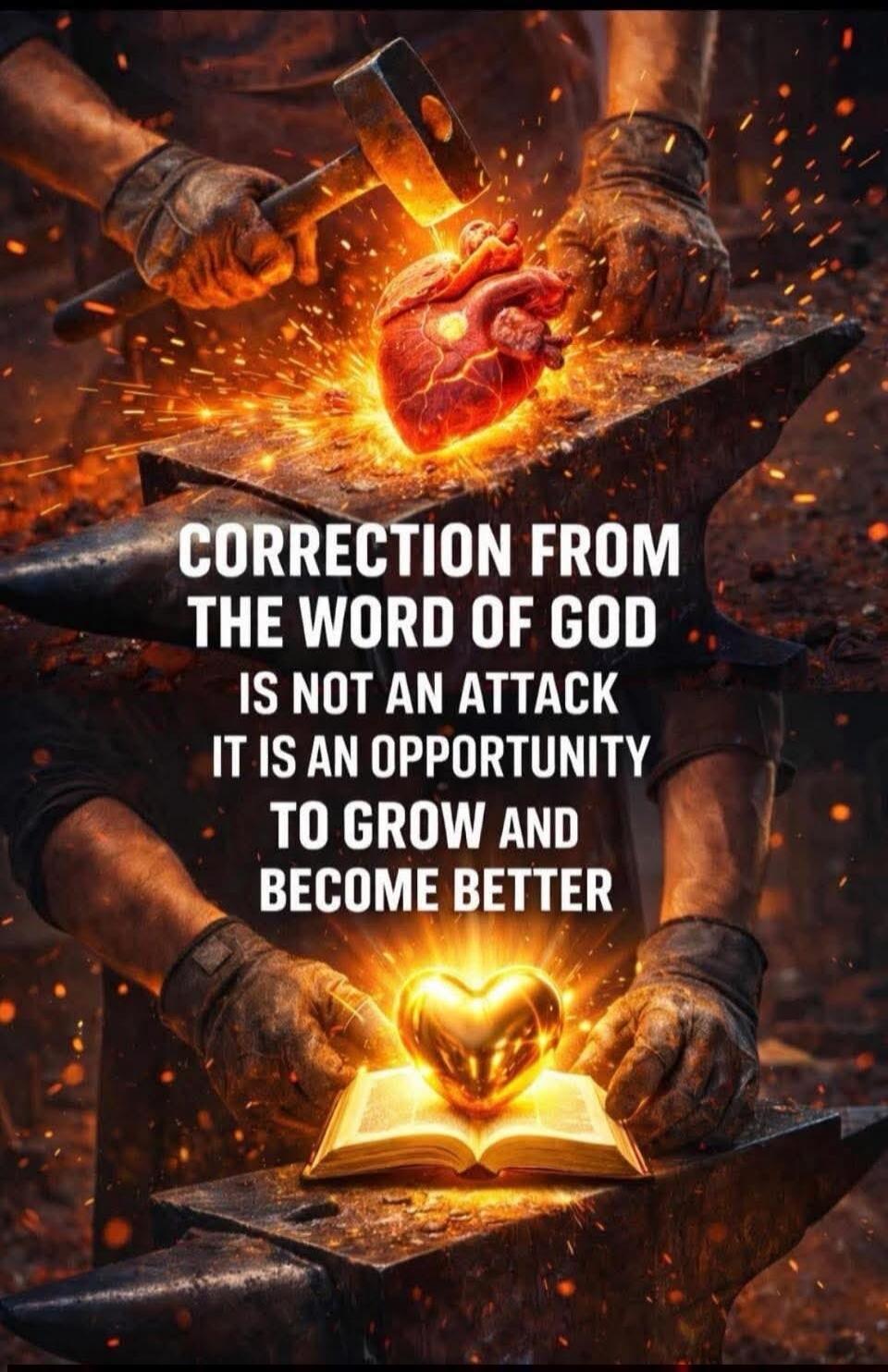 CORRECTION FROM THE WORD OF GOD IS NOT AN ATTACK IT IS AN OPPORTUNITY TO GROW AND BECOME BETTER