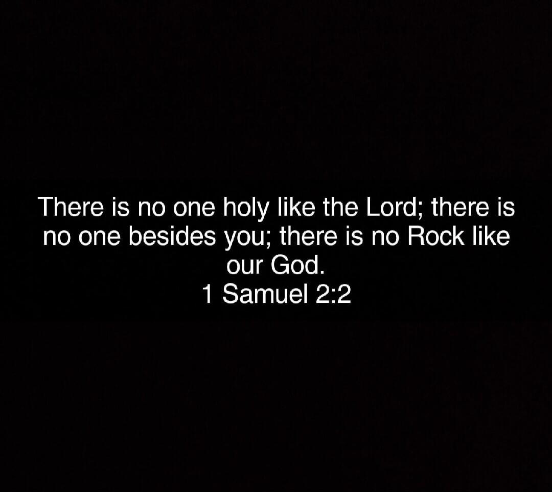 There is no one holy like the Lord; there is no one besides you; there is no Rock like our God. 1 Samuel 2:2