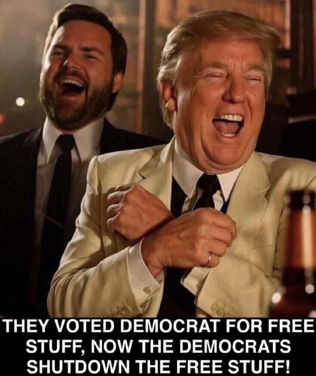 THEY VOTED DEMOCRAT FOR FREE STUFF, NOW THE DEMOCRATS SHUTDOWN THE FREE STUFF!