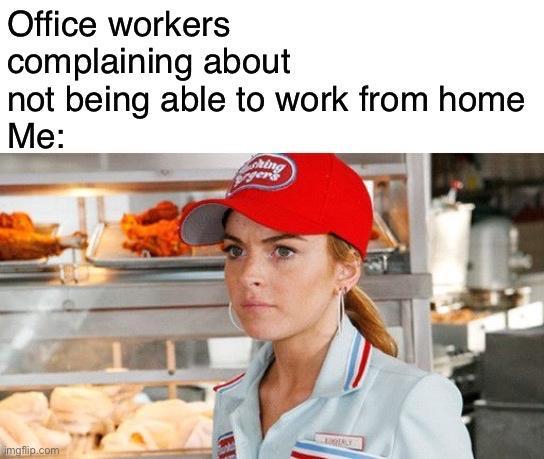 Office workers complaining about not being able to work from home