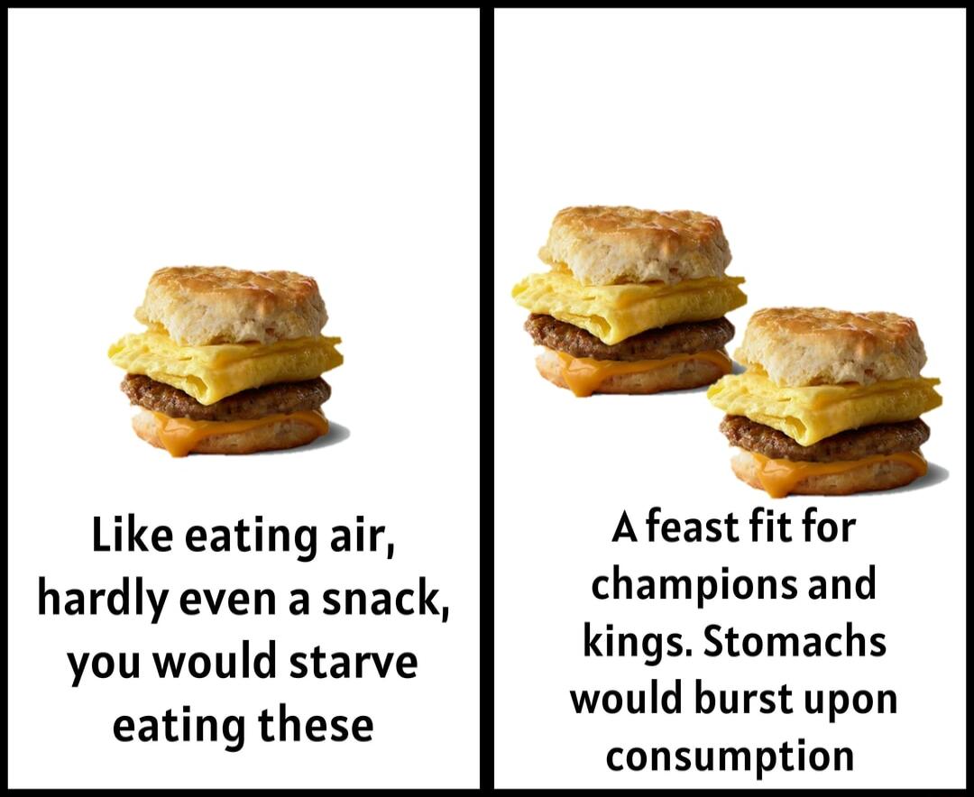 Like eating air Afeast it for hardly even a snack champions and kings Stomachs would burst upon consumption you would starve eating these