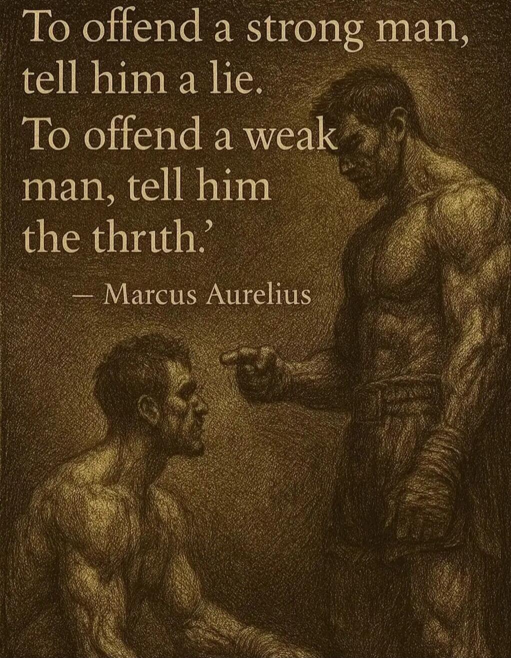 To offend a strong man, tell him a lie. To offend a weak man, tell him the truth. — Marcus Aurelius