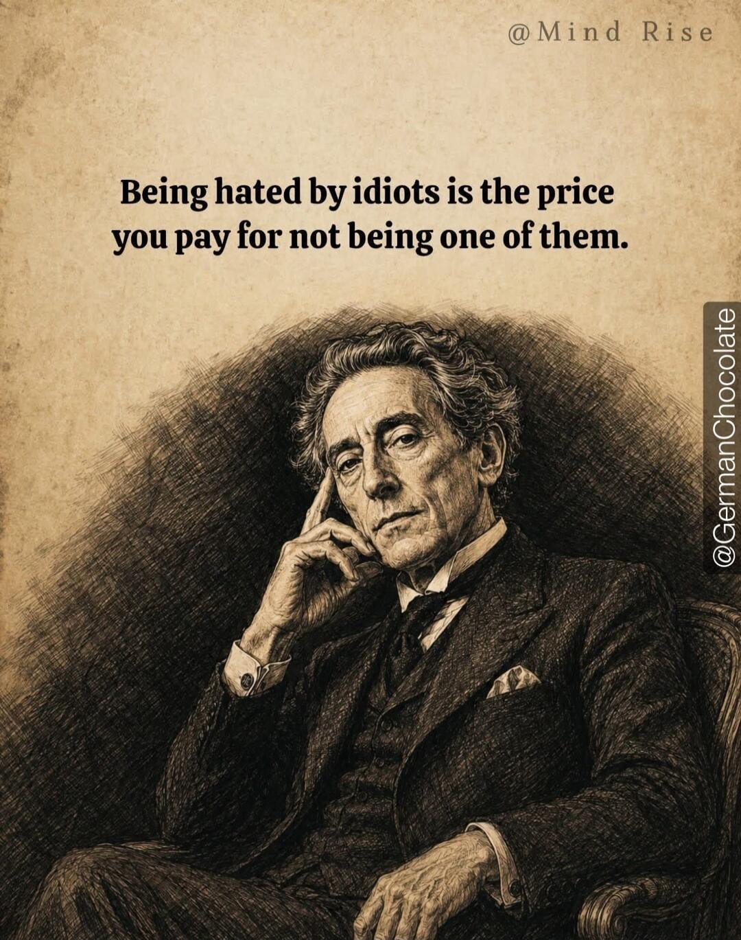 Being hated by idiots is the price you pay for not being one of them.