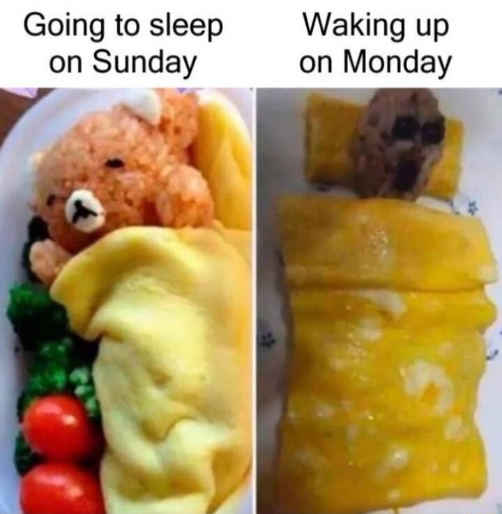 Going to sleep Waking up on Sunday on Monday
