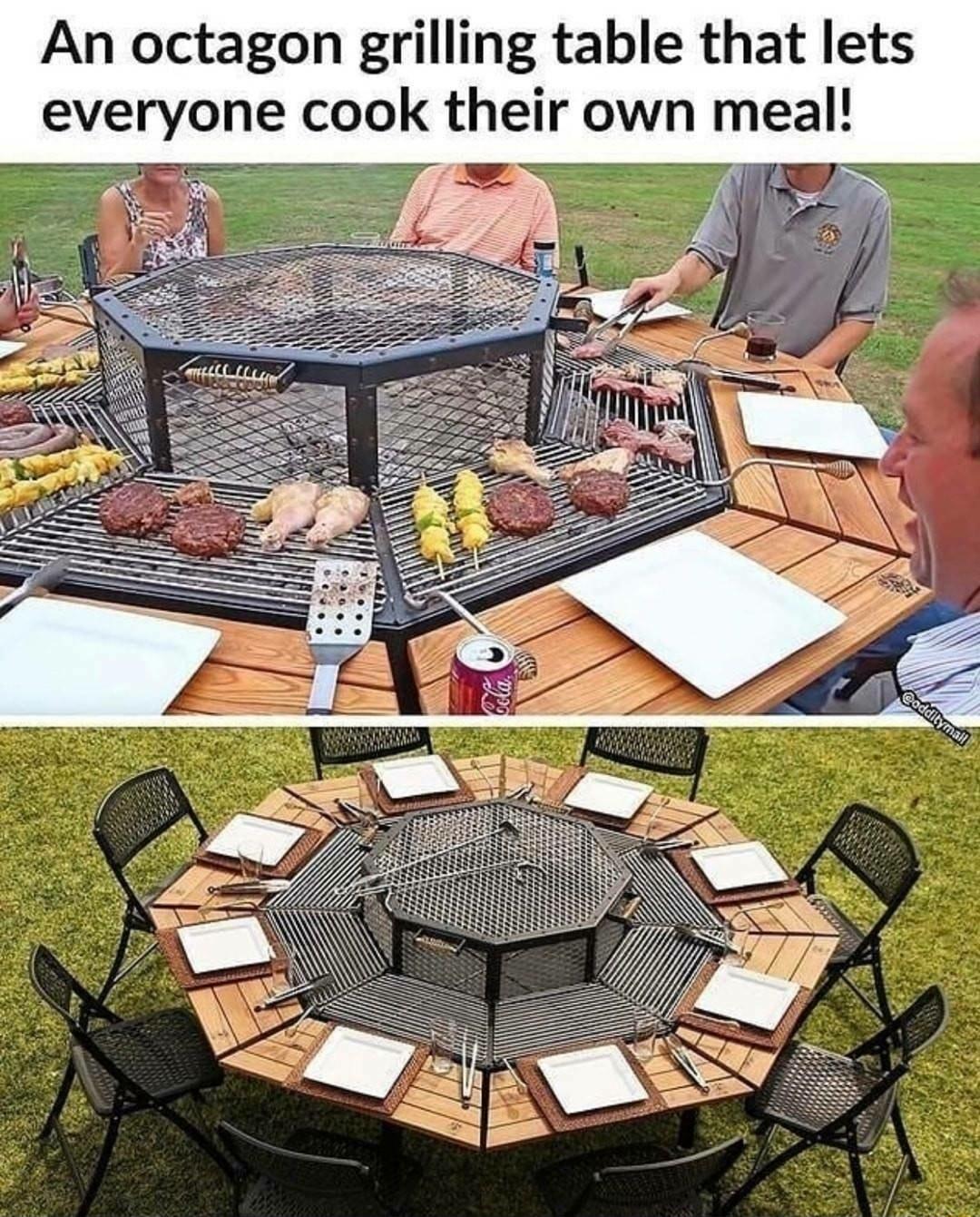An octagon grilling table that lets everyone cook their own meal