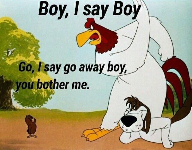 Boy, I say Boy Go, I say go away boy, you bother me.