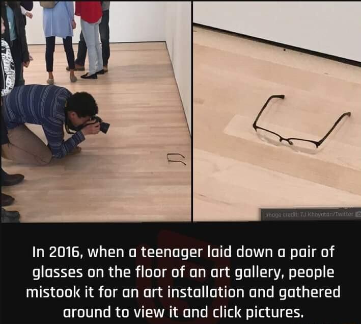 In 2016 when a teenager laid down a pair of 3 ERe T R Ay T o To Tt i Ty T e T VA TToT o mistook it for an art installation and gathered around to view it and click pictures