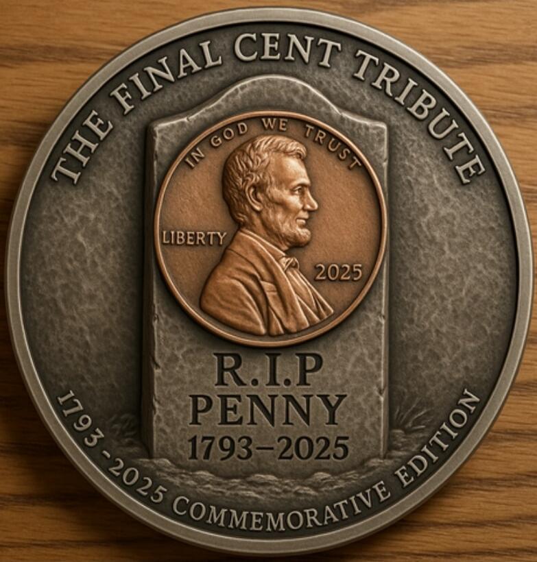 THE FINAL CENT TRIBUTE 1793-2025 COMMEMORATIVE EDITION IN GOD WE TRUST LIBERTY 2025 R.I.P PENNY 1793-2025