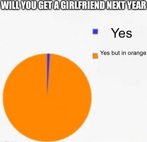 WILLYOU GETAGIRLFRIEND NEXTYEAR Yes Yes but in orange