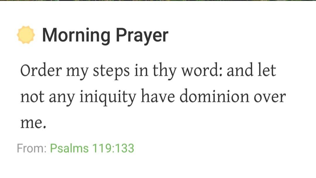 Morning Prayer Order my steps in thy word: and let not any iniquity have dominion over me. From: Psalms 119:133