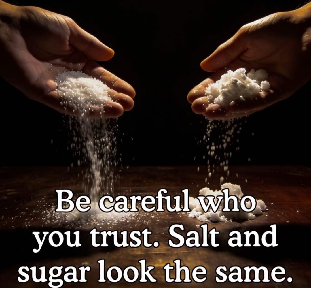 Be careful who you trust. Salt and sugar look the same.