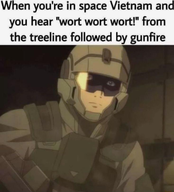 When youre in space Vietnam and you hear wort wort wort from the treeline followed by gunfire n