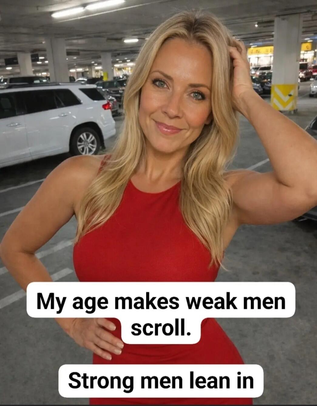 My age makes weak men scroll. Strong men lean in