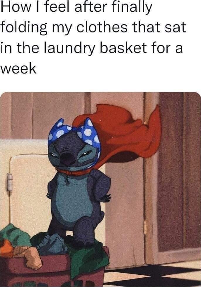How feel after finally folding my clothes that sat in the laundry basket for a week