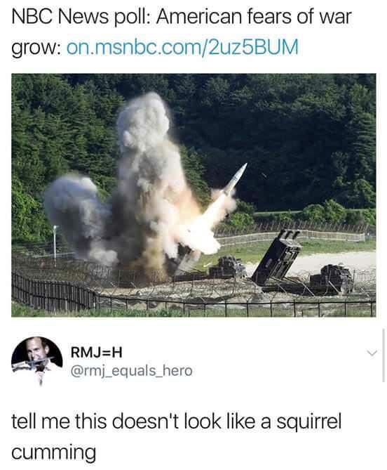 NBC News poll American fears of war grow onmsnbccom2uz5BUM A RMJH rmj_equals_hero tell me this doesnt look like a squirrel cumming