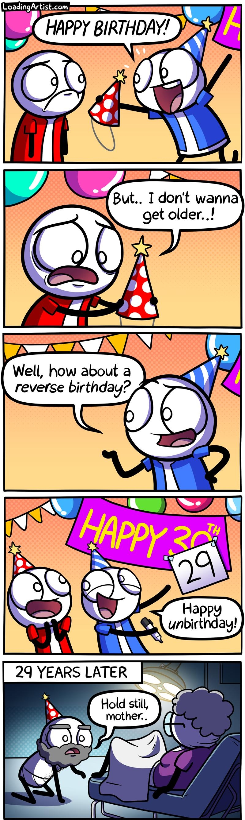 ingActist con s HAPPY BIRTHDAYT ut Tdont wanna get older J reverse birthday Hold still mother 7 LoadingArtistcom Bonus panels on Patreon