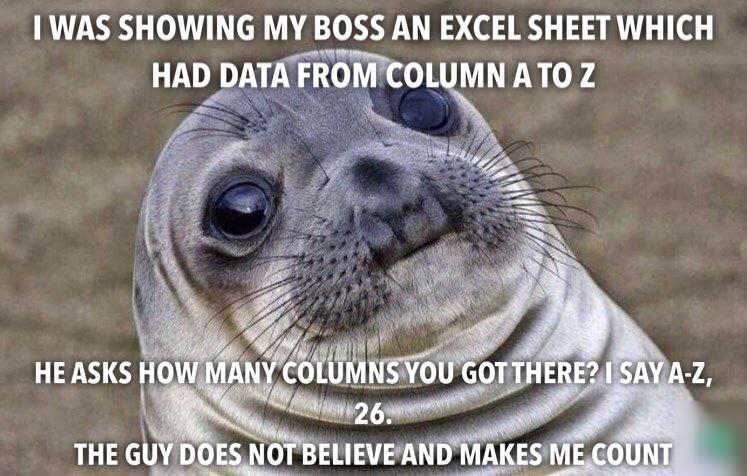 1WAS SHOWING MY BOSS AN EXCEL SHEET WHICH HAD DATA rnFCOL MNATO Z