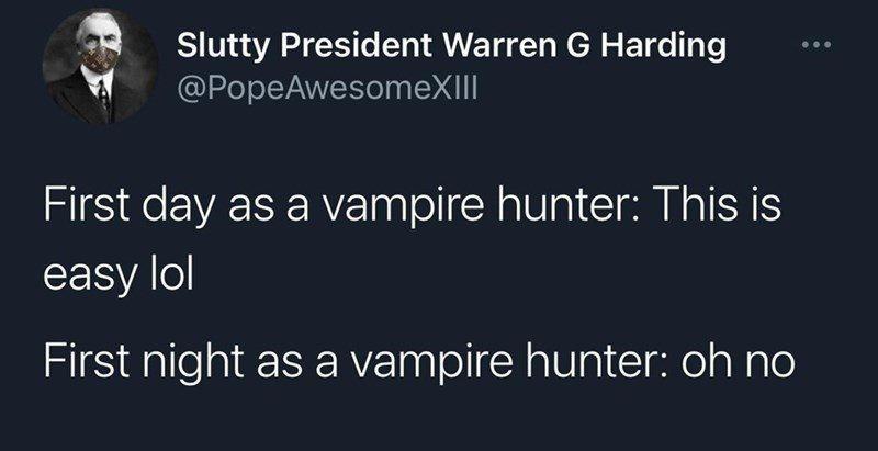 S A C AN ET N el pET e Tl PopeAwesomeXIll First day as a vampire hunter This is EEVAle First night as a vampire hunter oh no