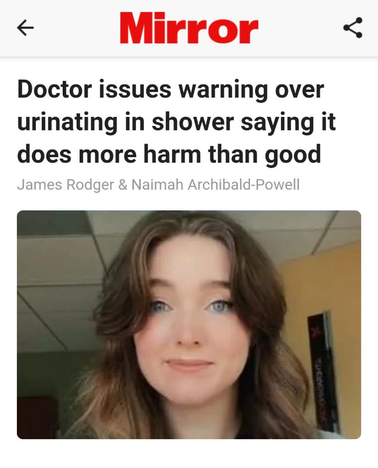 Doctor issues warning over urinating in shower saying it does more harm than good James Rodger Naimah Archibald Powell