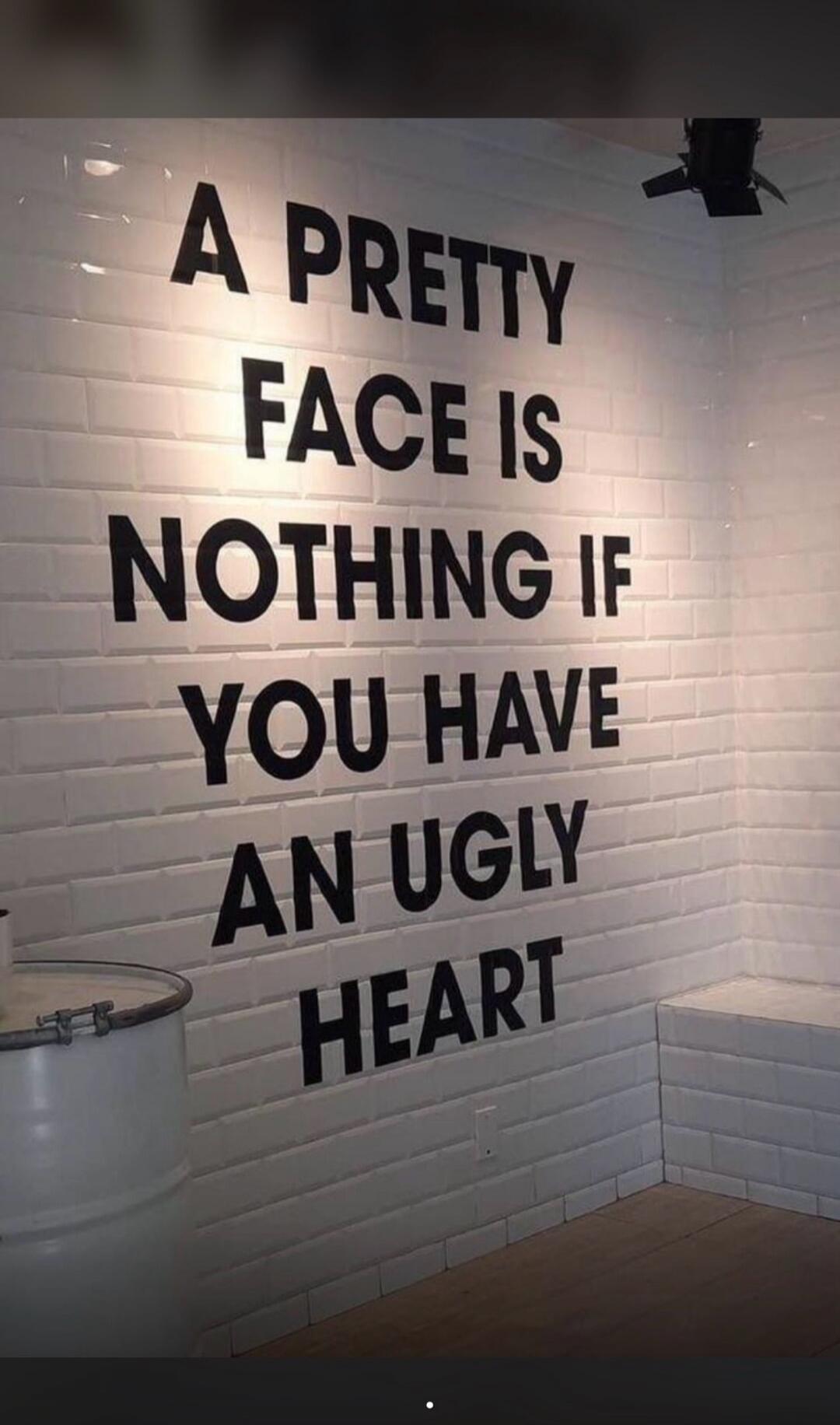 A PRETTY FACE IS NOTHING IF YOU HAVE AN UGLY HEART