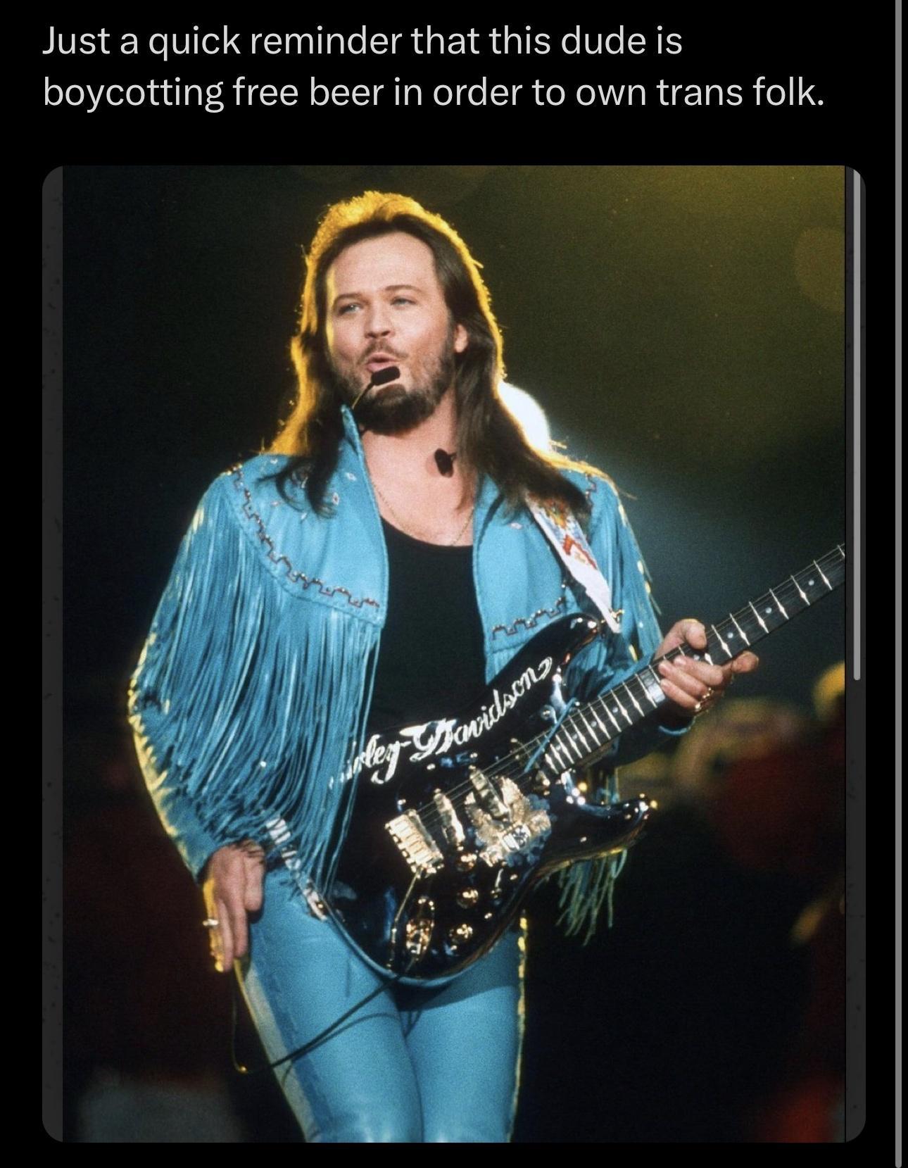 Just a quick reminder that this dude is boycotting free beer in order to own trans folk