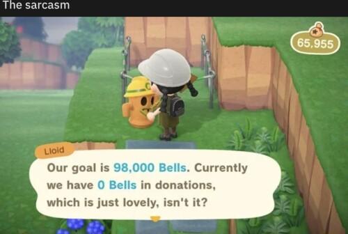 Our goal is 98000 Bells Currently we have 0 Bells in donations which is just lovely isnt it