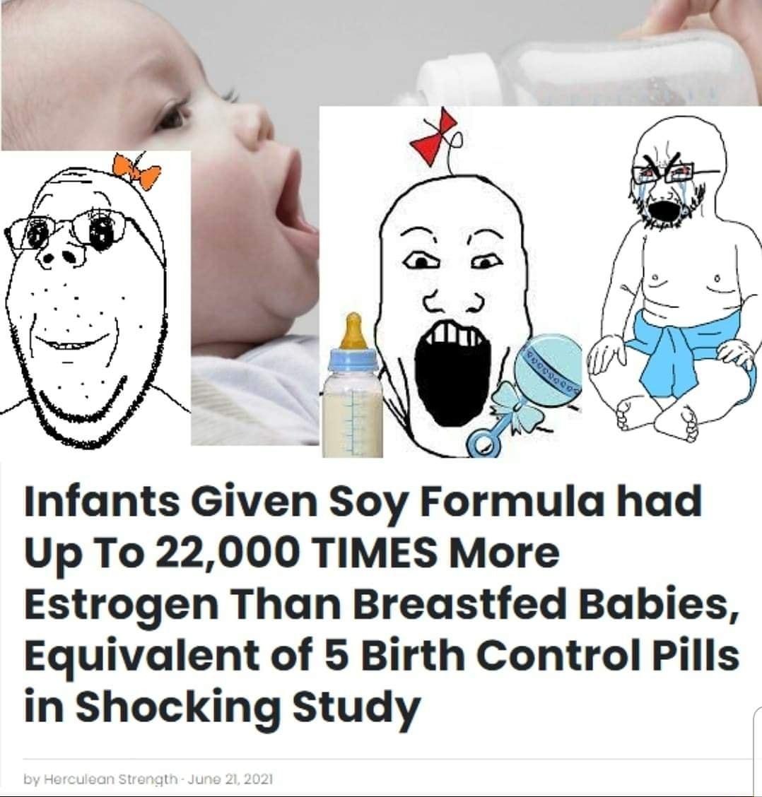 Infants Given Soy Formula had Up To 22000 TIMES More Estrogen Than Breastfed Babies Equivalent of 5 Birth Control Pills in Shocking Study