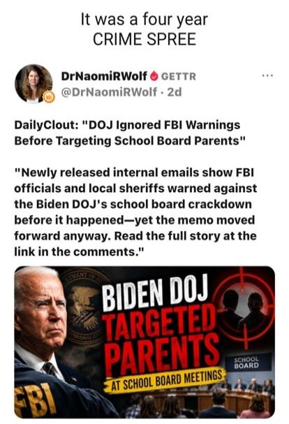 It was a four year CRIME SPREE. DrNaomiRWolf GETTR @DrNaomiRWolf · 2d. DailyClout: 