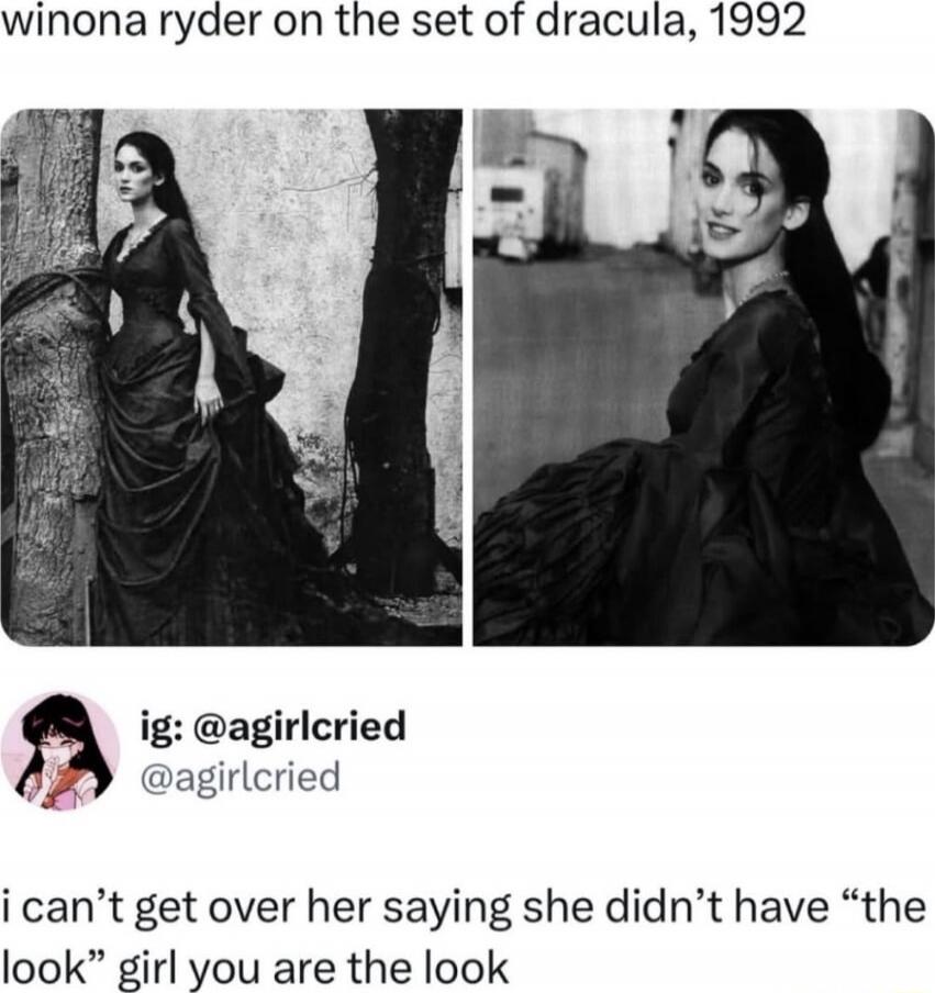  [redacted] on the set of dracula, 1992
ig: @agirlcried
@girlcried
i can’t get over her saying she didn’t have 'the look' girl you are the look
